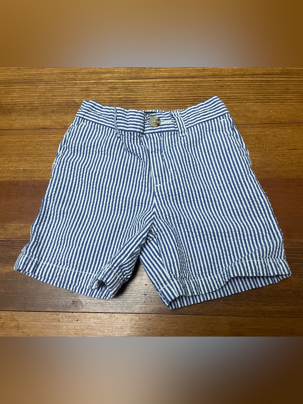 Polo by Ralph Lauren Blue & White Seersucker Flat Front Shorts Size 18 Months